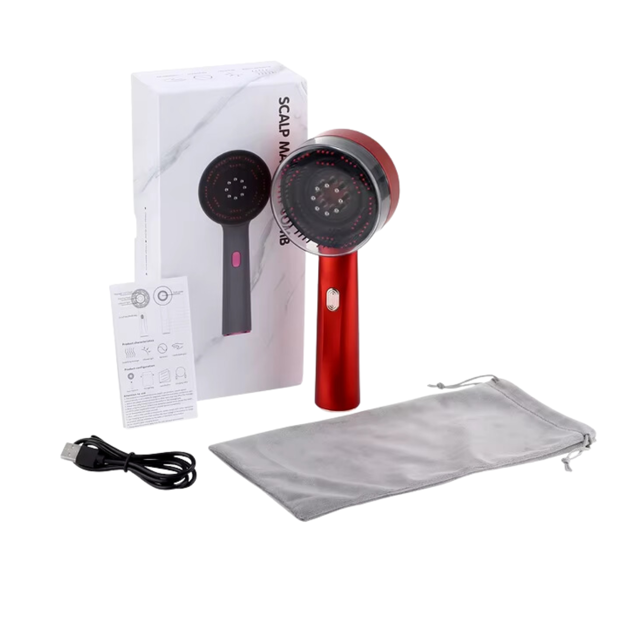 Zolira™ | Peine eléctrico para masaje del cuero cabelludo – Luz roja y aplicador de aceite – Anticaída y crecimiento capilar